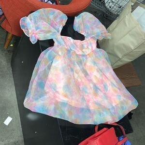 SHEIN Pink & Blue Tie Dye Dress